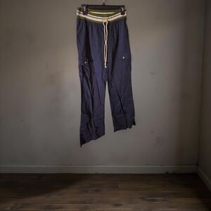 Preloved Size Medium Superline USA Women's Navy Cargo Pants with Drawstring